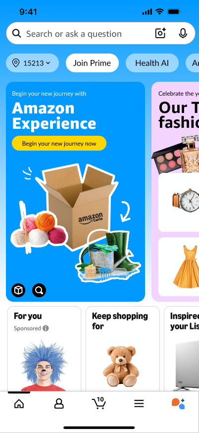 Amazon Curio entry on the Amazon mobile home page