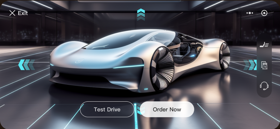VR exterior: Explore the exterior in an immersive vehicle view before committing.